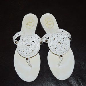 Jack Rogers Georgica Medallion Jelly Flip Flop THONG SANDALS Slides White sz 9